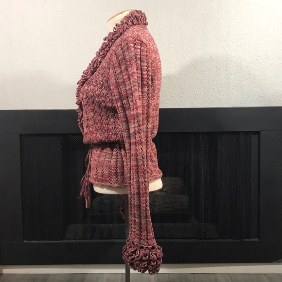 JHCollectibles Knit Ruffle Collar Cardigan Sweater.       Size PM - Picture 3 of 11